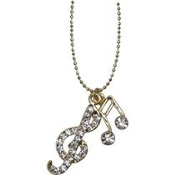 necklace note/clef, crystal clear and gold