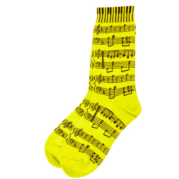 Socks, Music Note - Neon Yellow