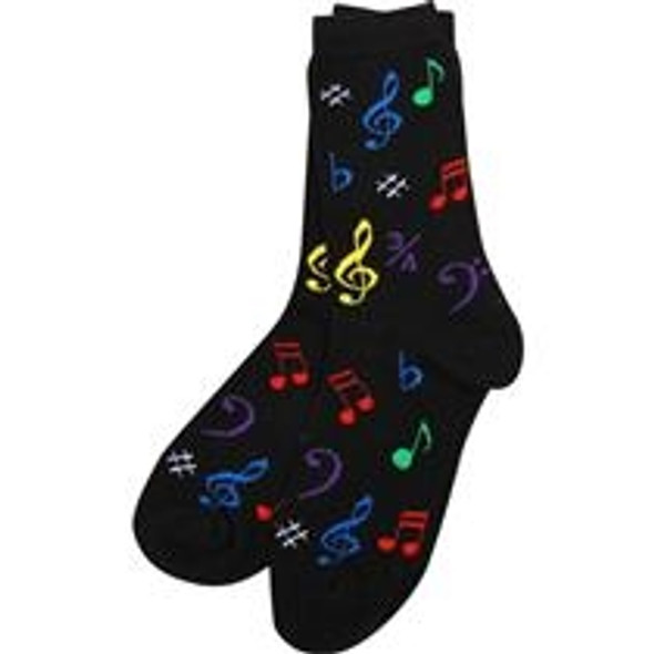 black socks with music motif