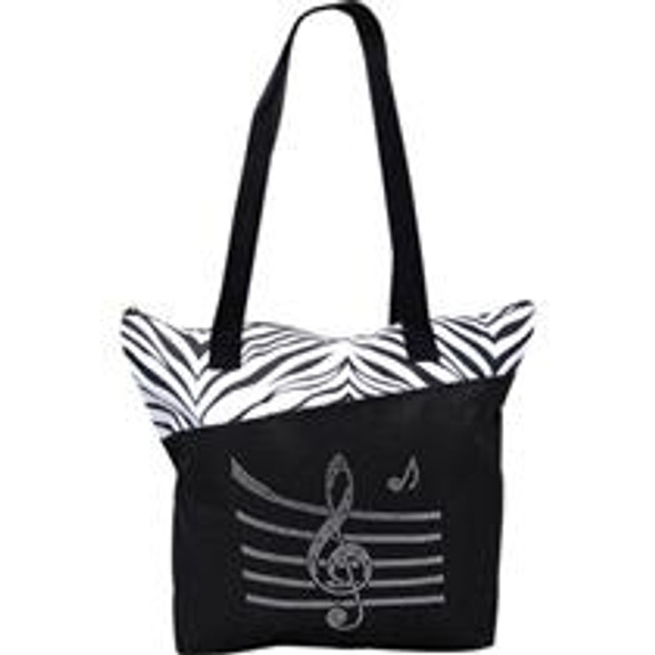 BLING TOTE BAG MUSIC STAFF - ZEBRA