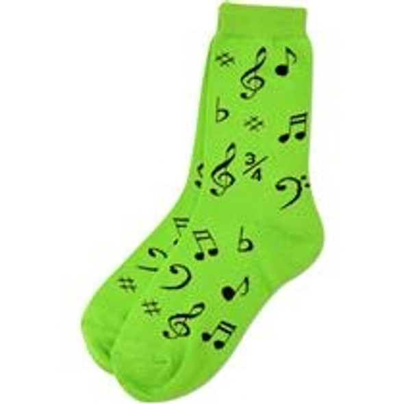 NEON GREEN SOCKS W/ BLACK NOTES