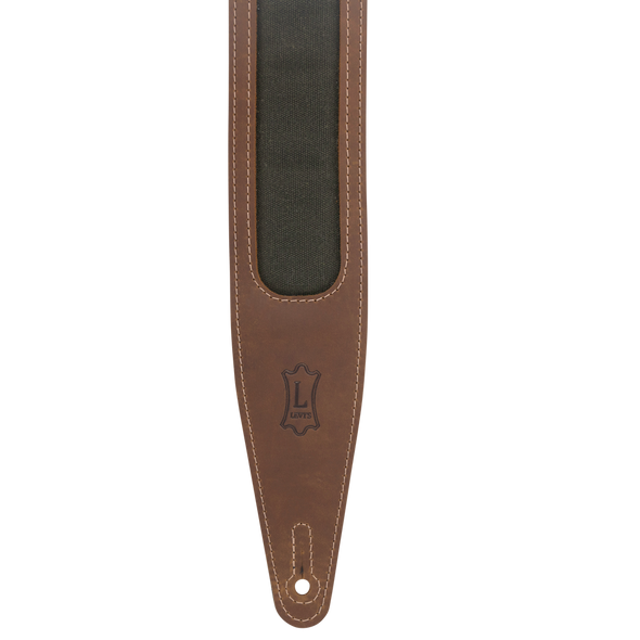 Levy's Voyager Pro 2.5 inch Leather Guitar Strap - Brown / Green
