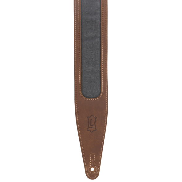 Levy's Voyager Pro 2.5 inch Leather Guitar Strap - Brown / Grey