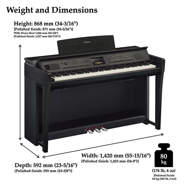 Yamaha CVP-805 Clavinova Digital Piano - Black MatteB