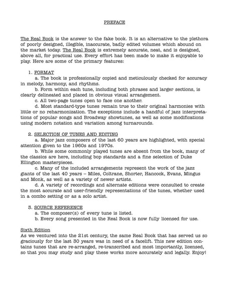 The Real Book C Volume 1 - Sixth Edition - sample page