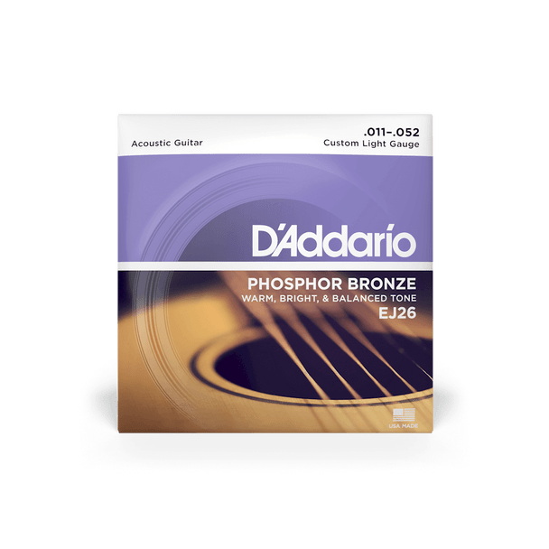 D'Addario EJ26 Phosphor Bronze Custom Light Acoustic Strings .011-.052