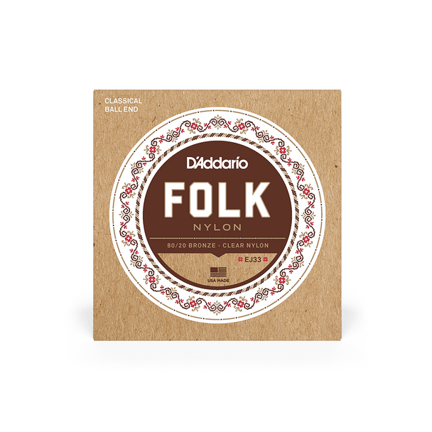 D'Addario EJ33 Folk Nylon Normal Tension Ball-End Classical Strings .028-.045