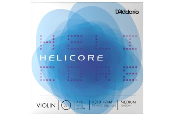 Helicore Medium Tension 4/4 Violin String Set w/ Wound E - front view