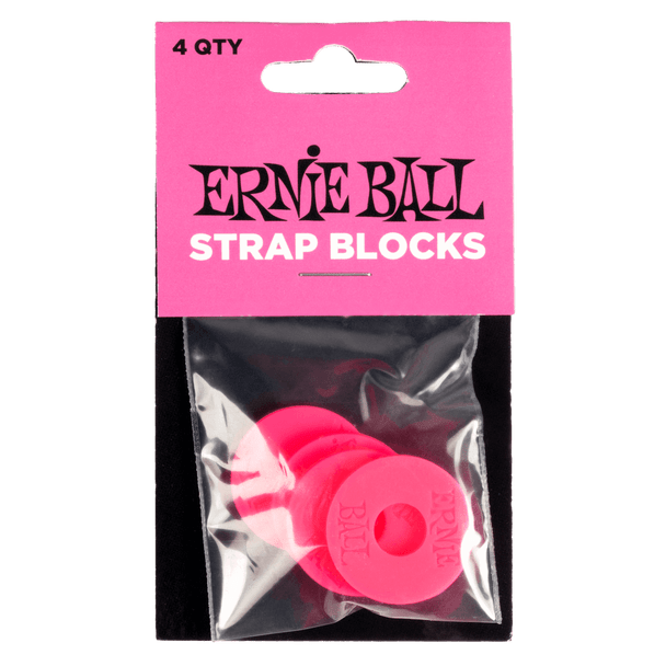 Ernie Ball Strap Blocks 4pk - Pink in packaging