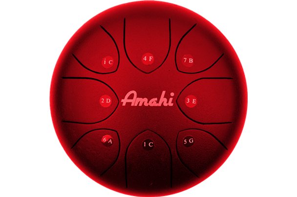 Amahi 10" Steel Tongue Drum - Red top