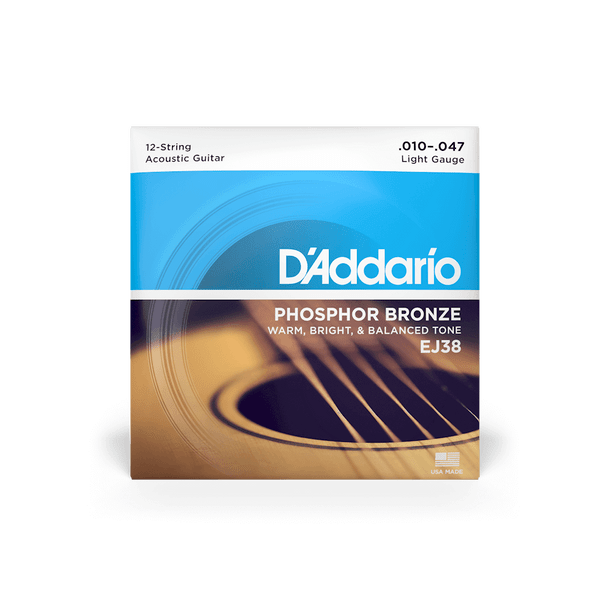 D'Addario EJ38 Phosphor Bronze 12-String Light Acoustic Guitar Strings - .010-.047