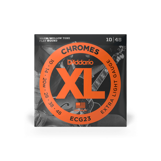 D'Addario ECG23 XL Chromes Flatwound Extra Light Electric Guitar Strings .010-.048