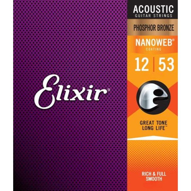 Elixir Phosphor Bronze Acoustic Guitar Strings w/ NANOWEB Coating - Medium