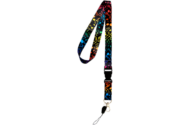 Black w/Multi Colored Notes Lanyard (front view)