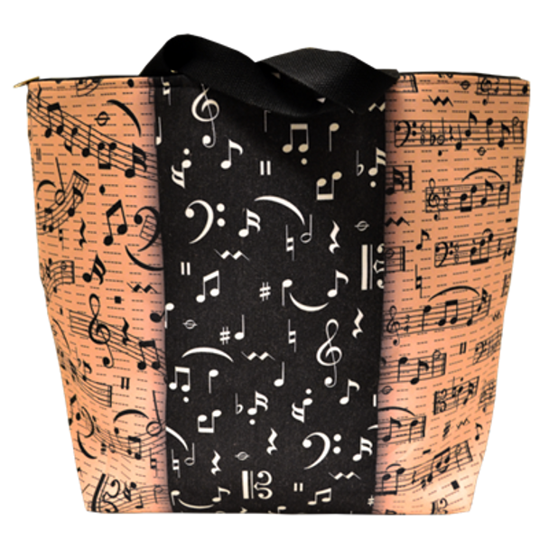Zippered Canvas Tote Bag - Sheet Music Theme (front view)