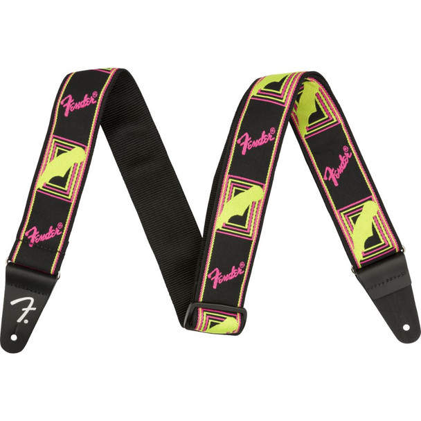 Fender Neon Monogrammed Guitar Strap - Pink and Yellow