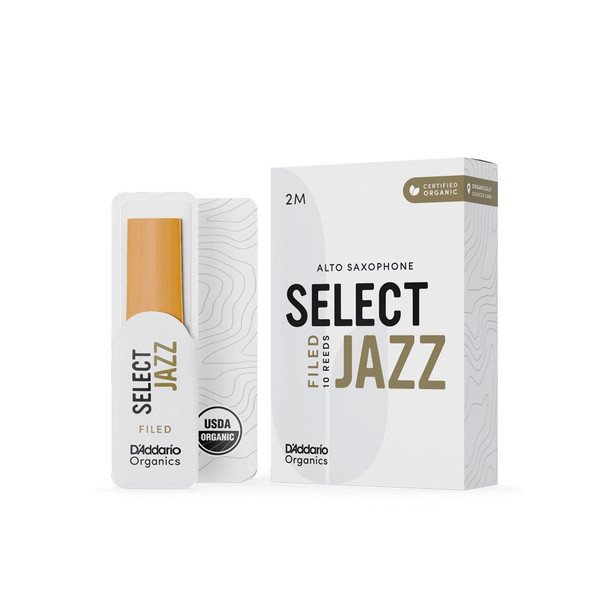 D'Addario Organic Select Jazz Filed Alto Sax Reeds - Box of 10, 2 Medium