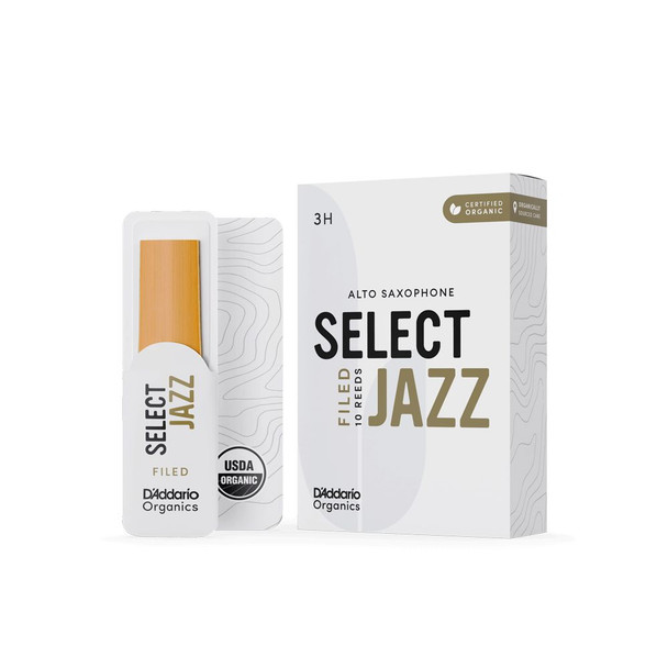 D'Addario Organic Select Jazz Filed Alto Sax Reeds - Box of 10, 3 Hard