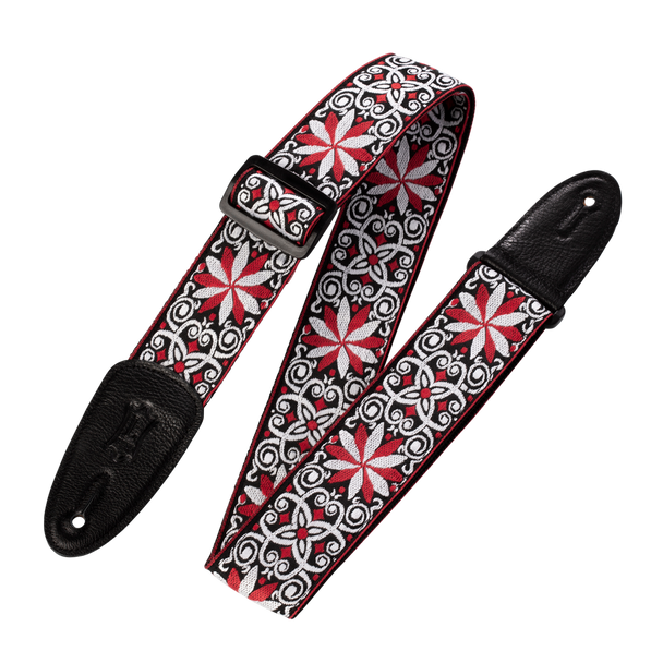 Levy's 2 inch Hootenanny Series Guitar Strap - Red & White Floral