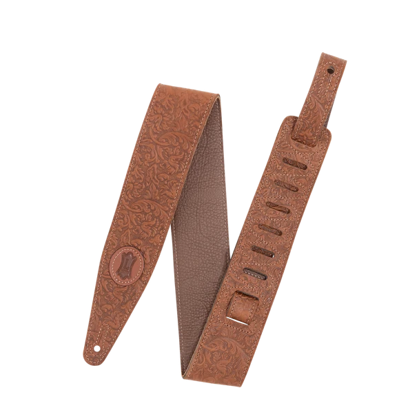 Levy's 2.5 inch Florentine Leather Guitar Strap - Brown