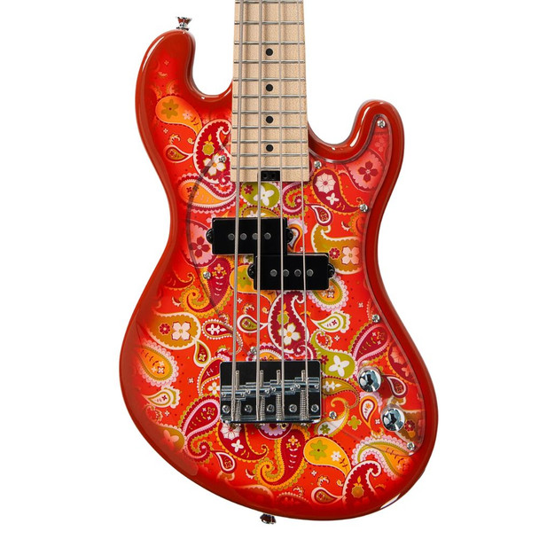Kala Solid Body Fretted U-Bass Electric Bass Guitar - Orange Paisley