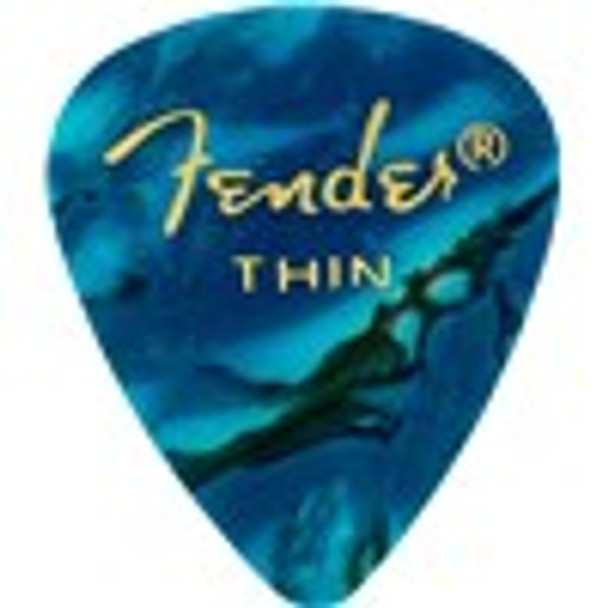 Fender Ocean Turquoise Thin Pick Pack (12 pack) (front view)