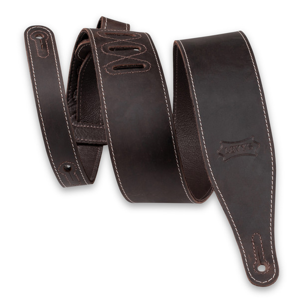 Levy's M17BAS 2.5 inch Pull-Up Butter Leather Guitar Strap - Dark Brown