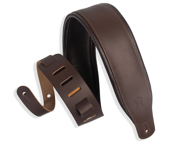Levy's M26PD 3 inch Favorite Padded Leather Guitar Strap - Dark Brown