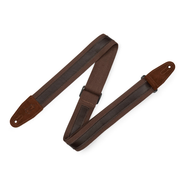 Levy's MC2CG 2 inch Cotton / Leather Guitar Strap - Brown