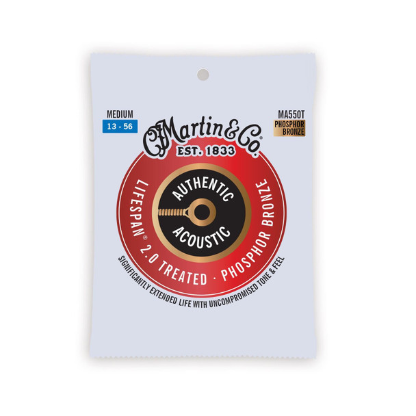 Martin MA550T Lifespan 2.0 Phosphor Bronze Medium Acoustic Guitar Strings .013-.056