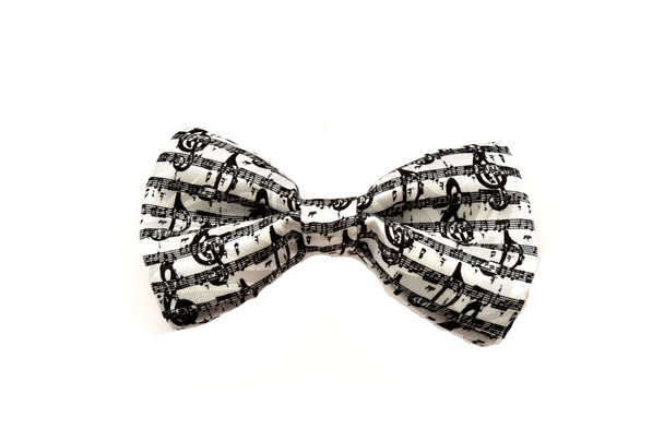 bow tie, white with music staff