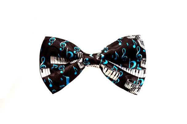 bow tie, black with keyboard and blue notes