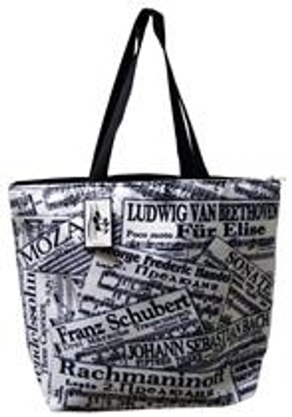 white and black composer tote bag