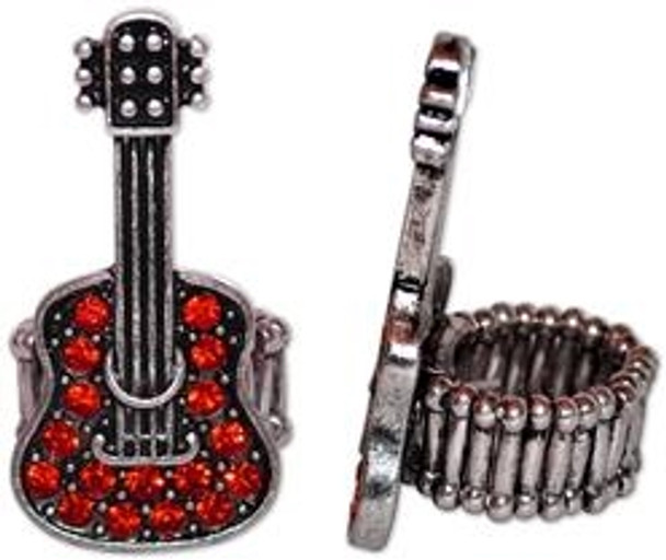 Crystal Guitar Stretch Ring Red