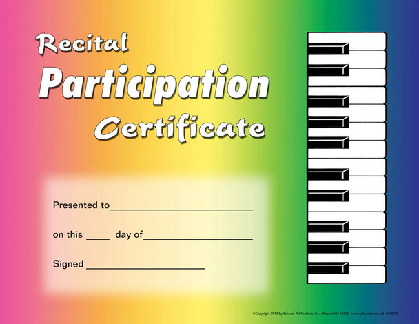 Recital Partipation Certificate