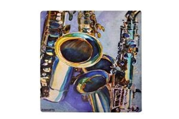 Saxophone Stone Coaster 4.25X4.25