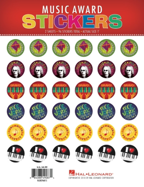 Music Award Stickers
Pack of 96 Stickers