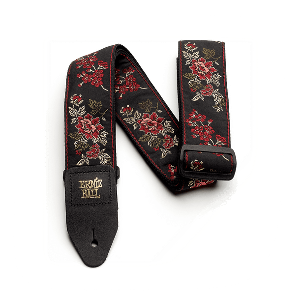 Ernie Ball Guitar Strap - Red Rose Jacquard