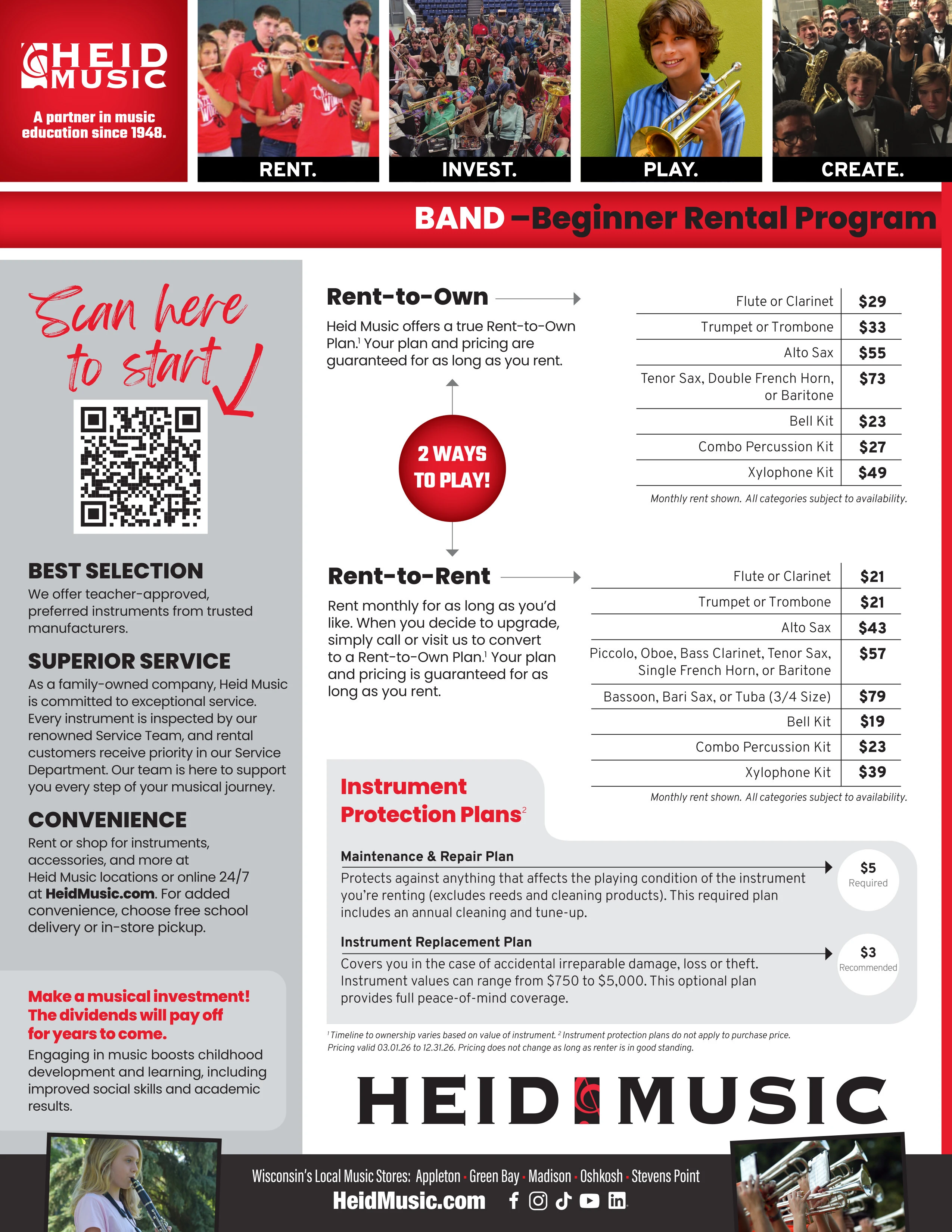 <p>Band Rental Pricing</p>