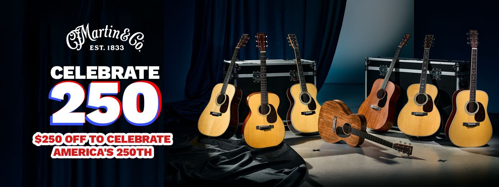 Martin Guitar – Celebrate 250: $250 off Standard Series guitars through July 31, 2026
