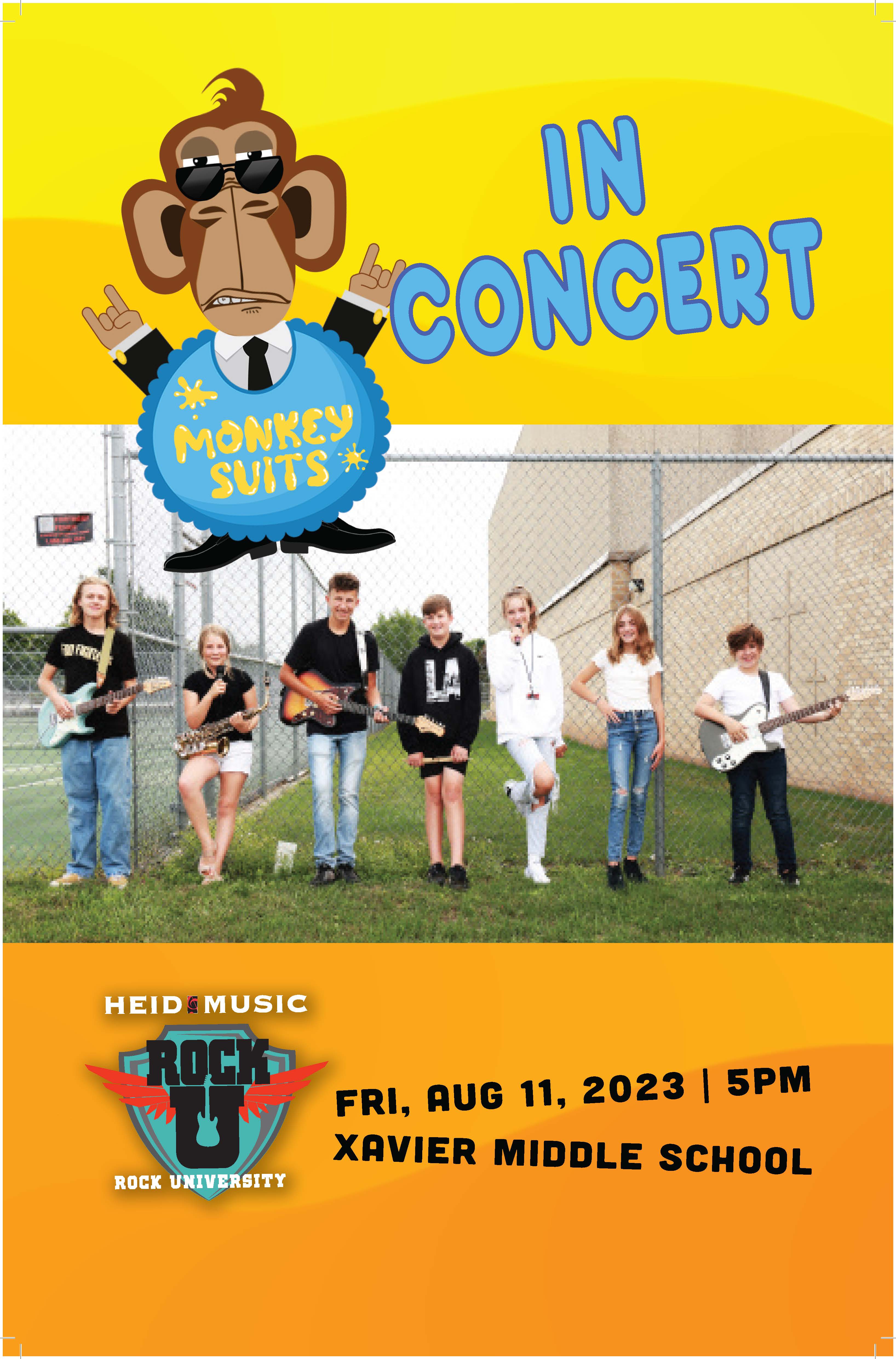 Monkey Suits Band Poster - Heid Music Rock U - The best music camp in Wisconsin!