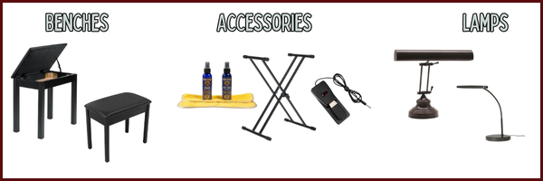 Piano lamps, benches, and other accessories for your instrument!