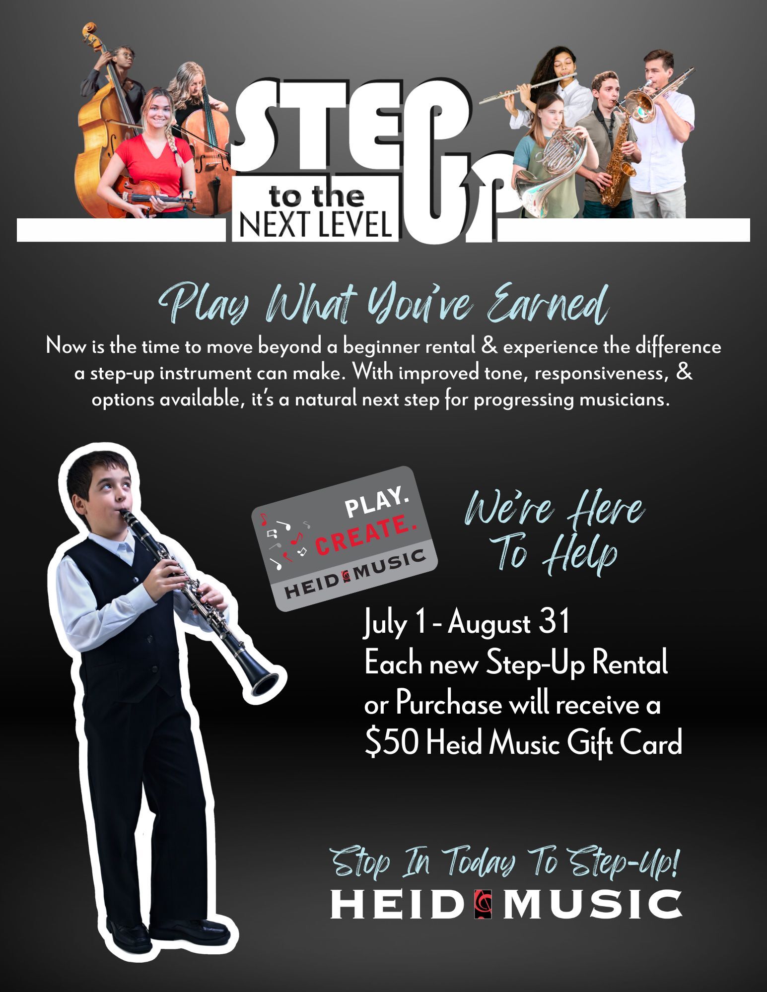 It's time to step up at Heid Music!