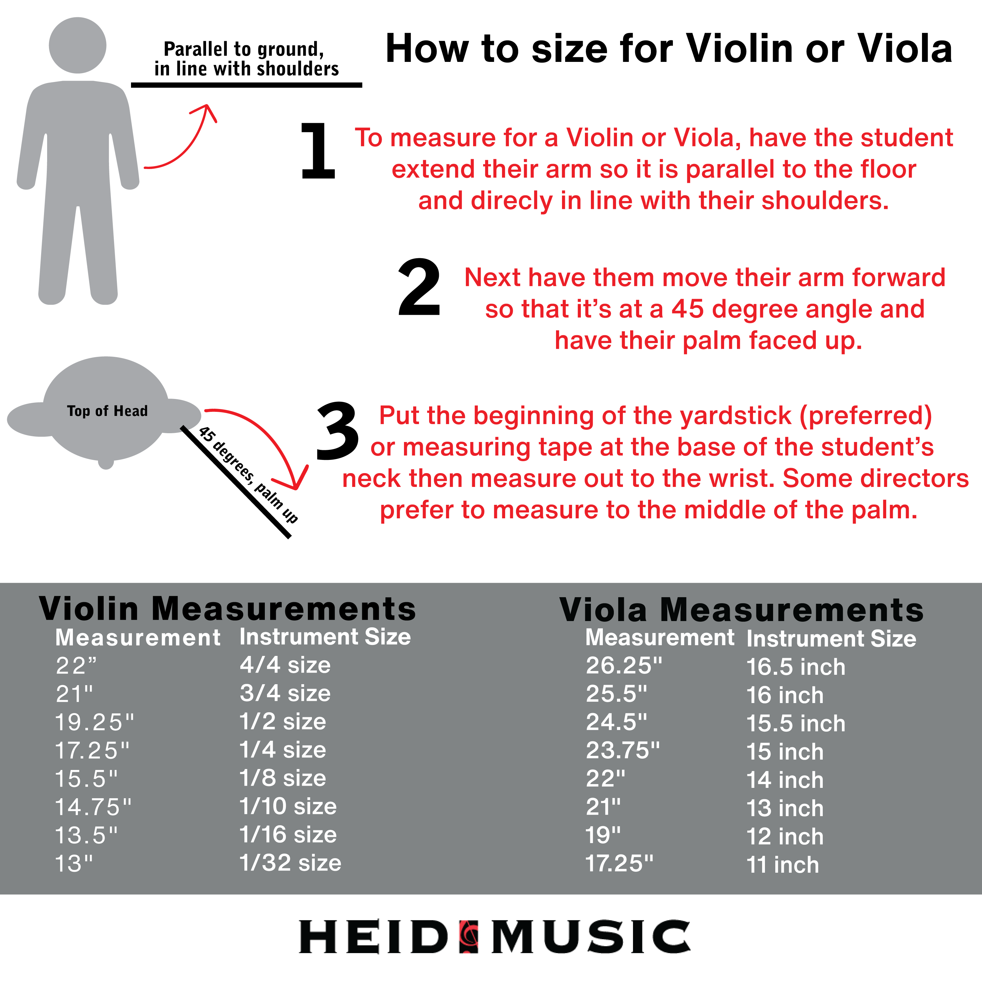 How to size for violin or viola