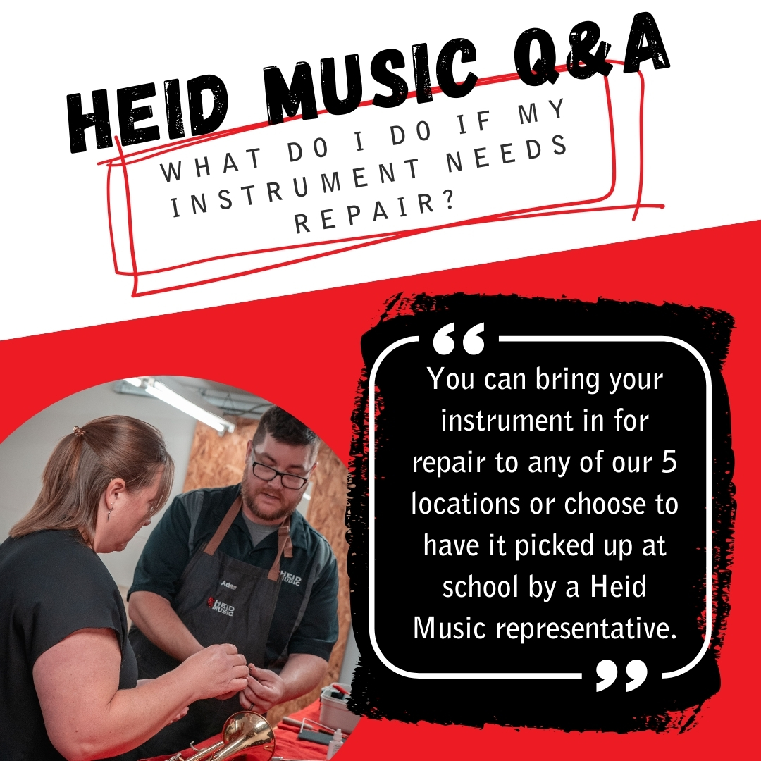 Heid Music offers over 100 years of collective experience with their repair department and you get your same instrument back after the repair is complete. 