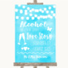 Aqua Sky Blue Watercolour Lights Customised Wedding Sign