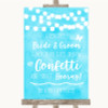 Aqua Sky Blue Watercolour Lights Confetti Customised Wedding Sign Aqua Sky Blue Watercolour Lights Confetti Customised Wedding Sign