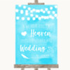 Aqua Sky Blue Watercolour Lights Heaven Loved Ones Customised Wedding Sign