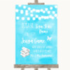 Aqua Sky Blue Watercolour Lights Jenga Guest Book Customised Wedding Sign