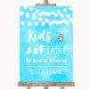 Aqua Sky Blue Watercolour Lights Kids Table Customised Wedding Sign